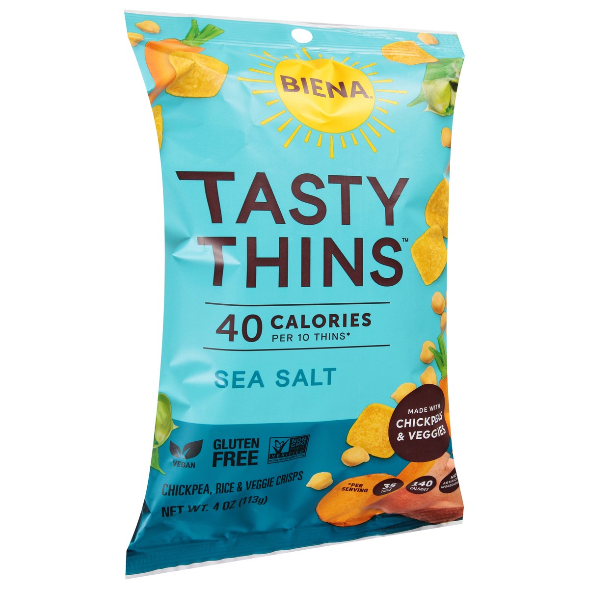 slide 9 of 9, Biena Tasty Thins Sea Salt Veggie Crisps 4 oz, 1 ct