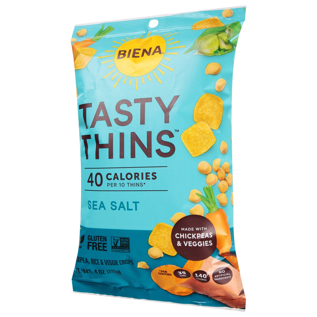 slide 3 of 9, Biena Tasty Thins Sea Salt Veggie Crisps 4 oz, 1 ct
