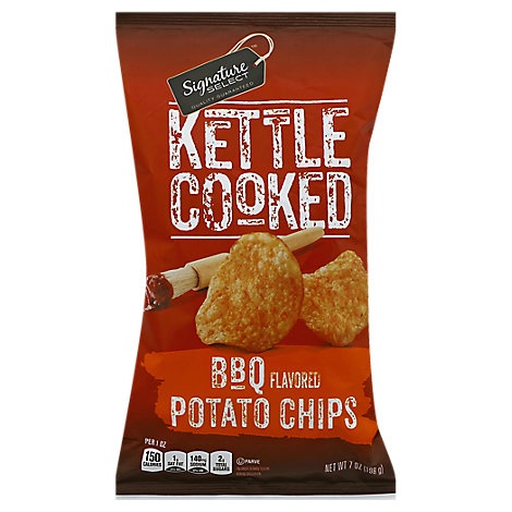 slide 1 of 1, Signature Select Potato Chips Kettle Cooked Bbq, 7 oz