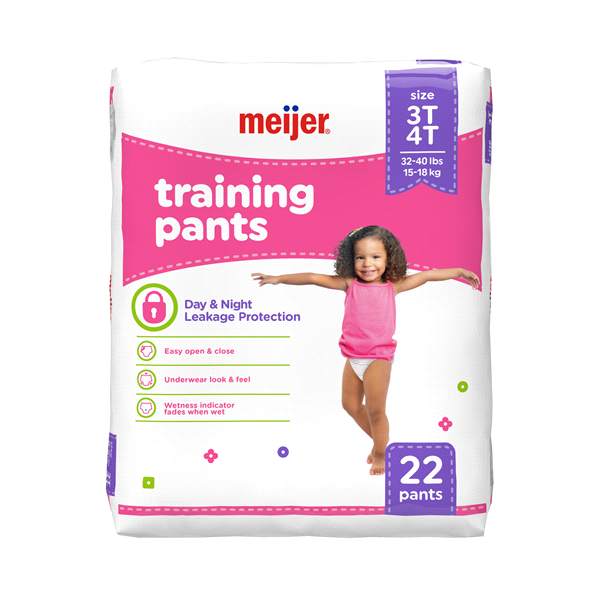 slide 1 of 1, Meijer Training Pants Jumbo Girl 3T/4T, 22 ct