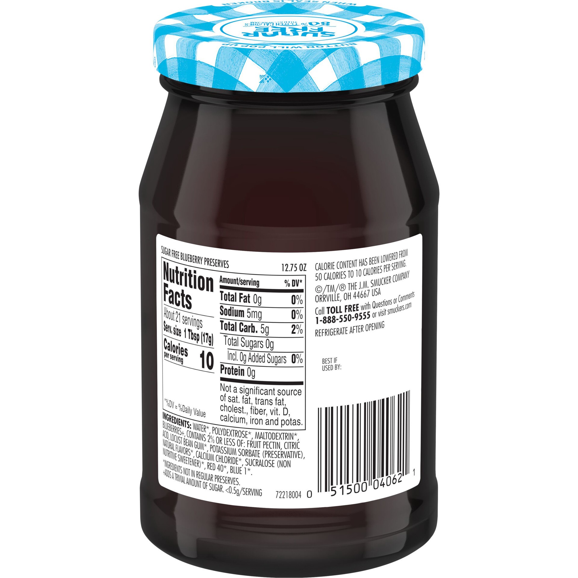 slide 3 of 7, Smucker's Sugar Free Blueberry Preserves with Splenda Brand Sweetener, 12.75 Ounces, 12.75 oz