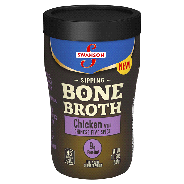 slide 1 of 1, Swanson Sipping Bone Broth Chicken Bone Broth With Chinese Five Spice, 10.75 oz