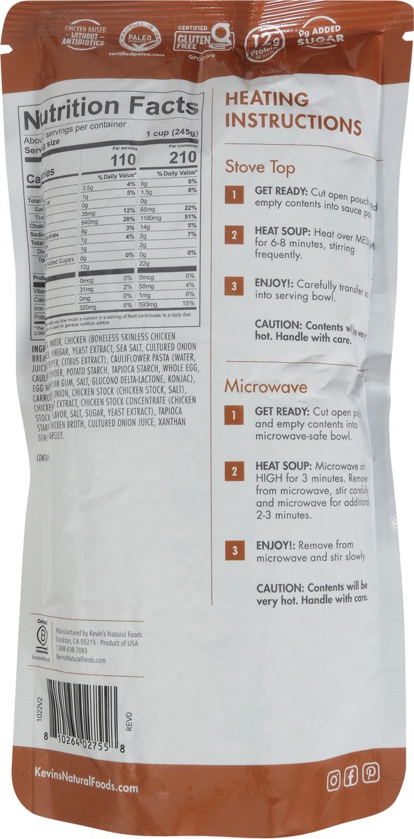 slide 5 of 13, Kevin's Natural Foods Chicken Soup with Cauliflower Pasta - 16 oz, 16 oz