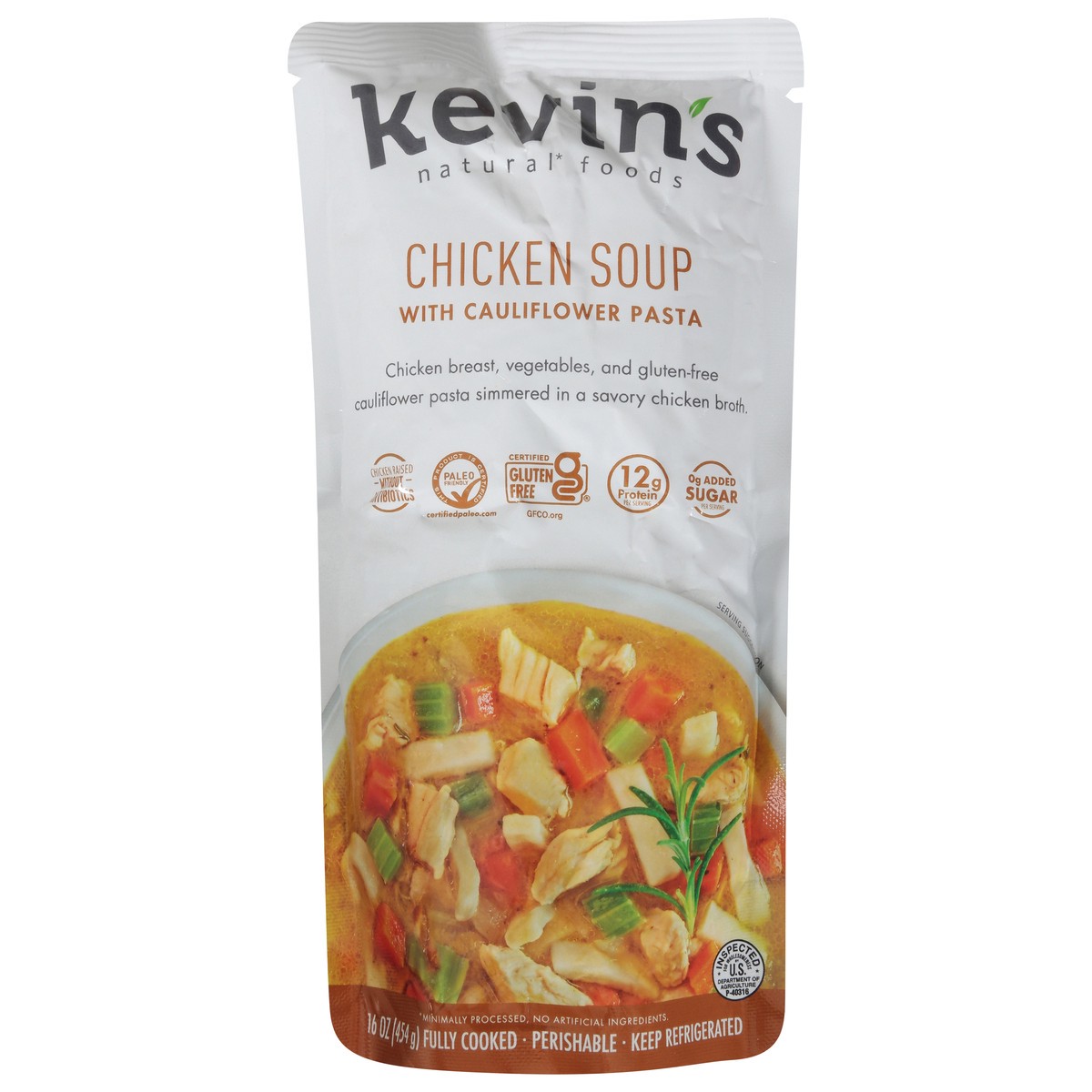 slide 4 of 13, Kevin's Natural Foods Chicken Soup with Cauliflower Pasta - 16 oz, 16 oz
