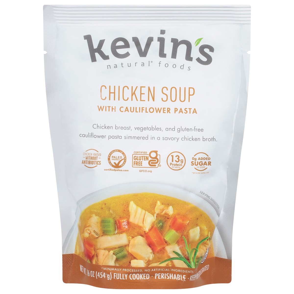 slide 1 of 13, Kevin's Natural Foods Chicken Soup with Cauliflower Pasta - 16 oz, 16 oz