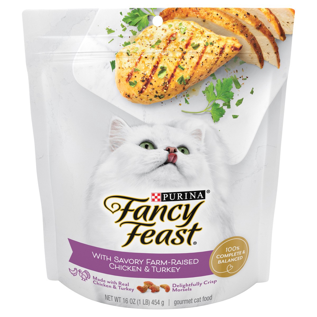 slide 1 of 9, Fancy Feast Purina Fancy Feast Dry Cat Food with Savory Chicken and Turkey, 