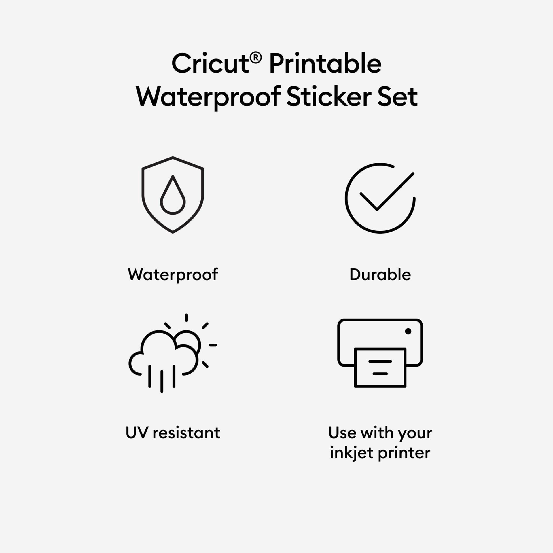slide 7 of 8, Cricut White Us Letter Waterproof Sticker Set, 6ct., 6 ct