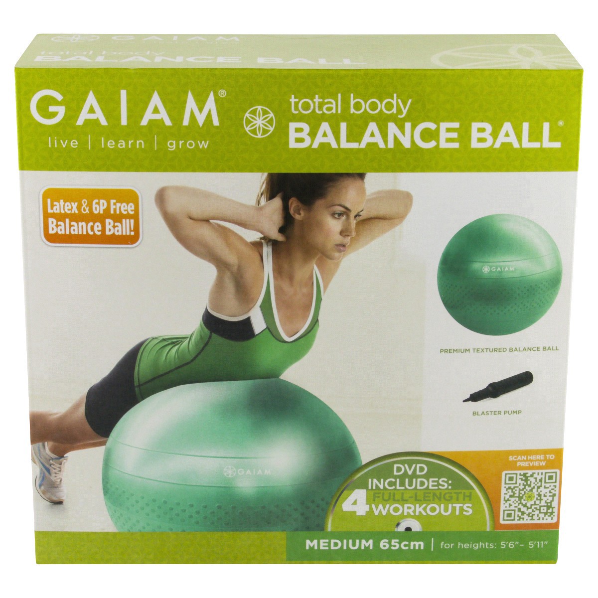 slide 1 of 21, Gaiam Total Body Balance Ball Kit, 65 cm
