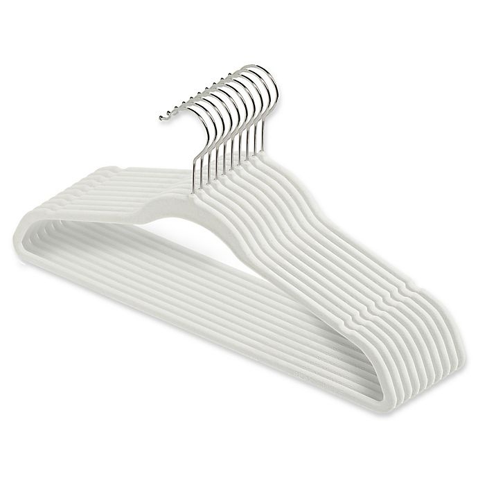 slide 1 of 1, Real Simple Heavyweight Slimline Flocked Suit Hangers - Dove, 10 ct