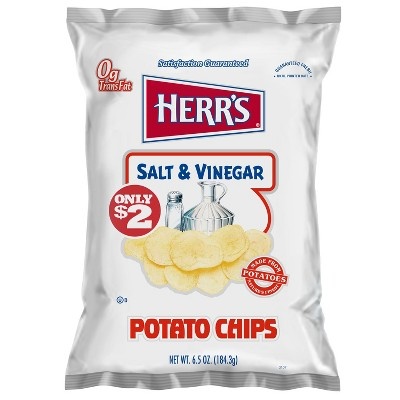 slide 1 of 1, Herr's Salt & Vinegar Potato Chips, 6.5 oz