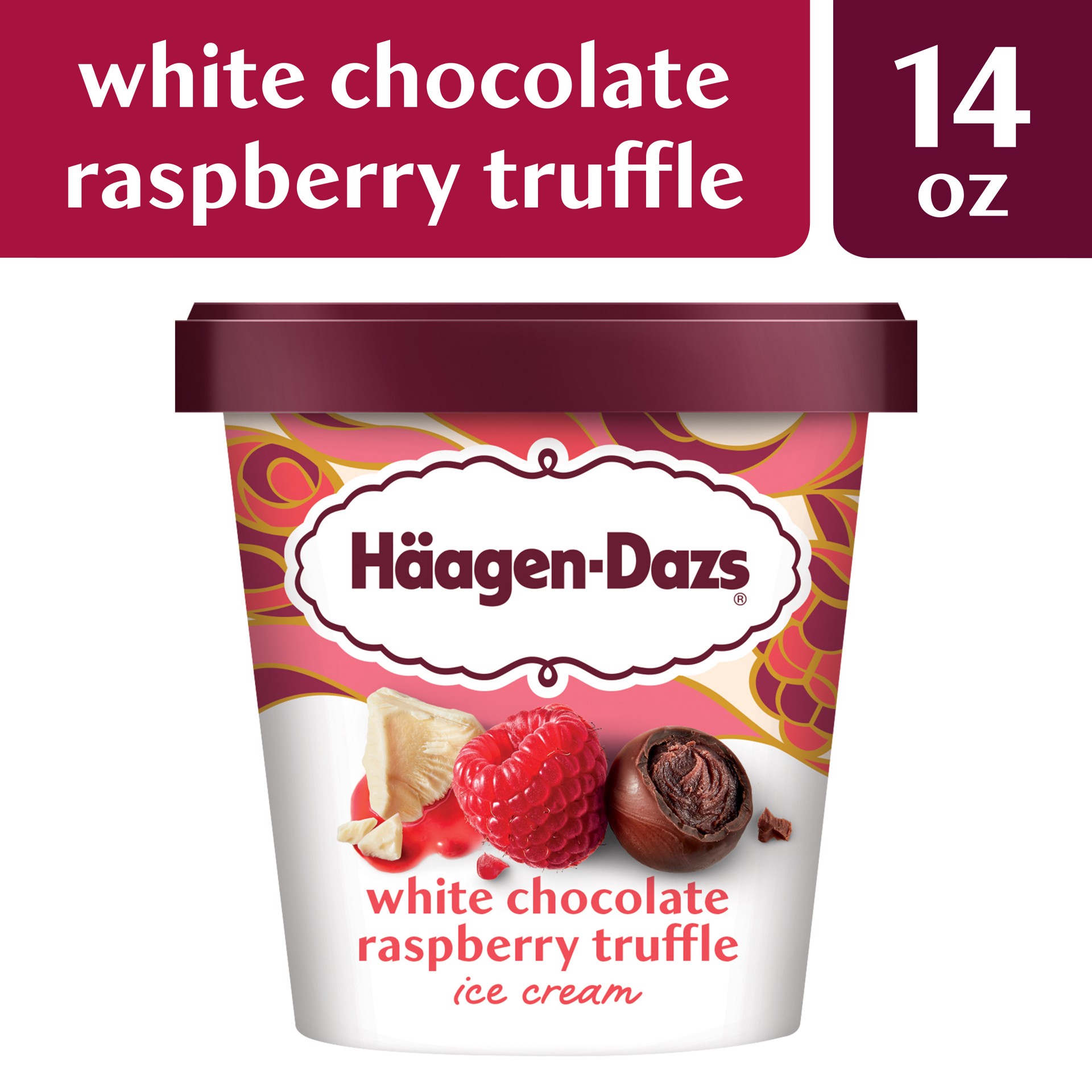 slide 5 of 5, Häagen-Dazs White Chocolate Raspberry Truffle Ice Cream, 14 Oz., 14 fl oz