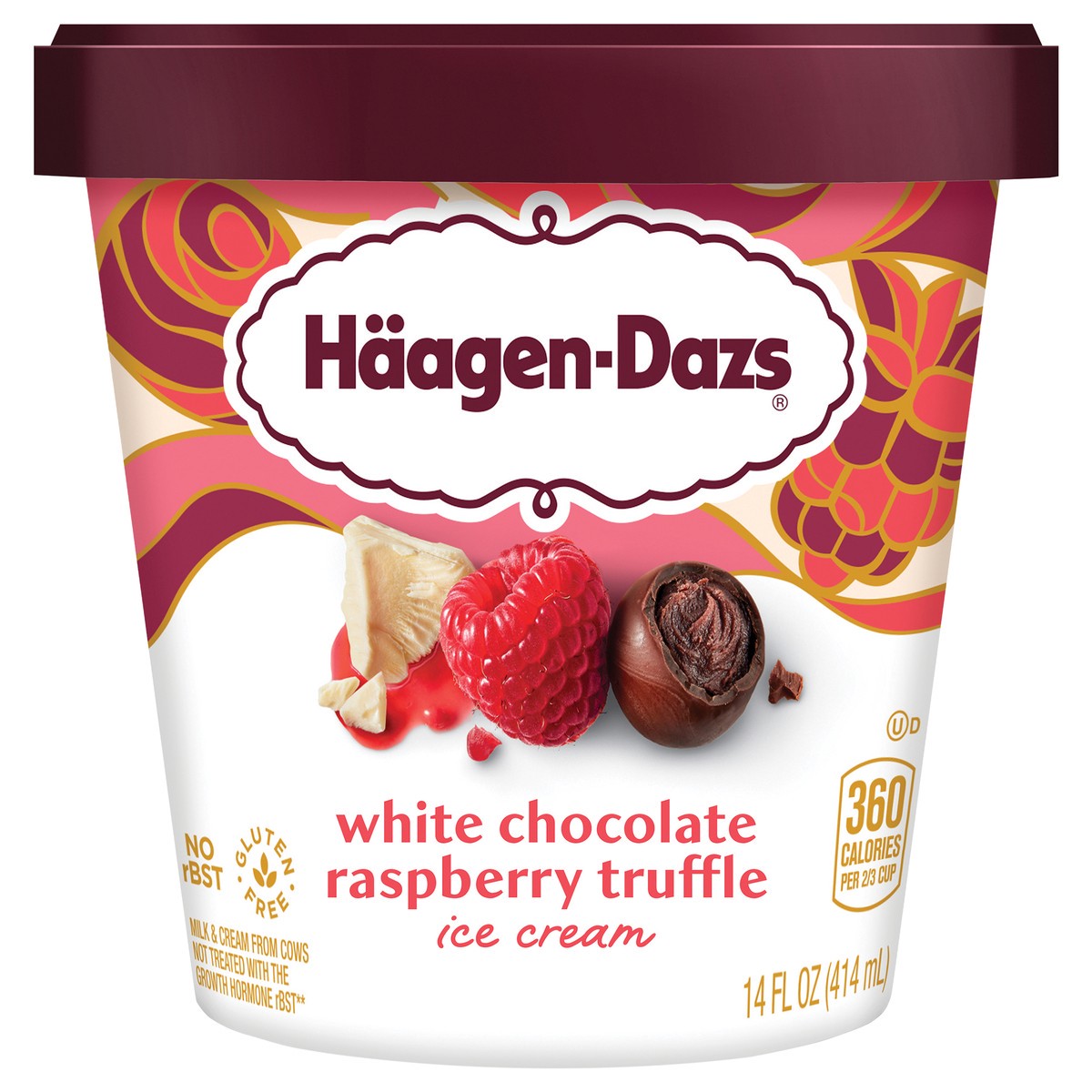 slide 1 of 5, Häagen-Dazs White Chocolate Raspberry Truffle Ice Cream, 14 Oz., 14 fl oz