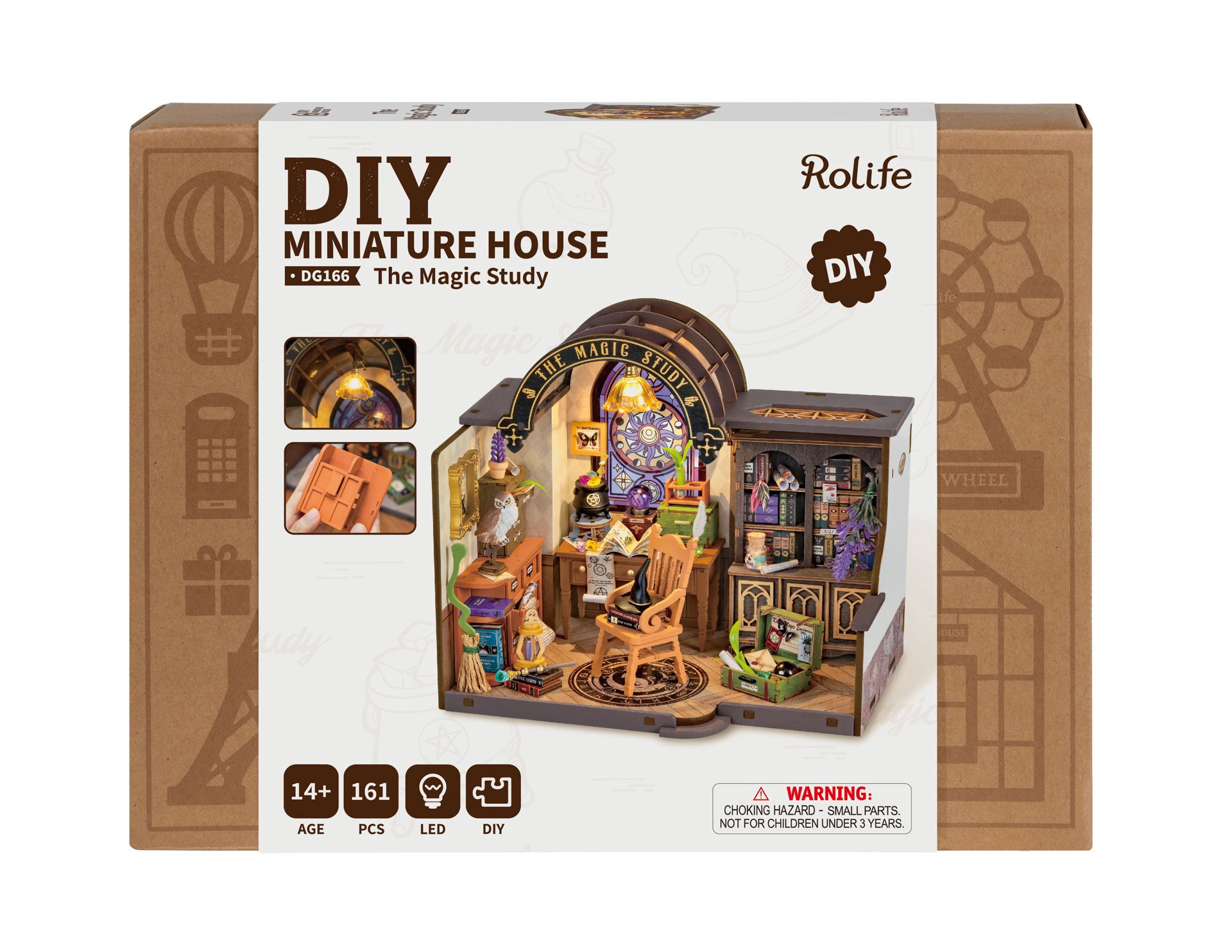 slide 8 of 8, Robotime Rolife The Magic Study Diy Miniature House Kit, 8.25 in x 5 in x 7.5 in