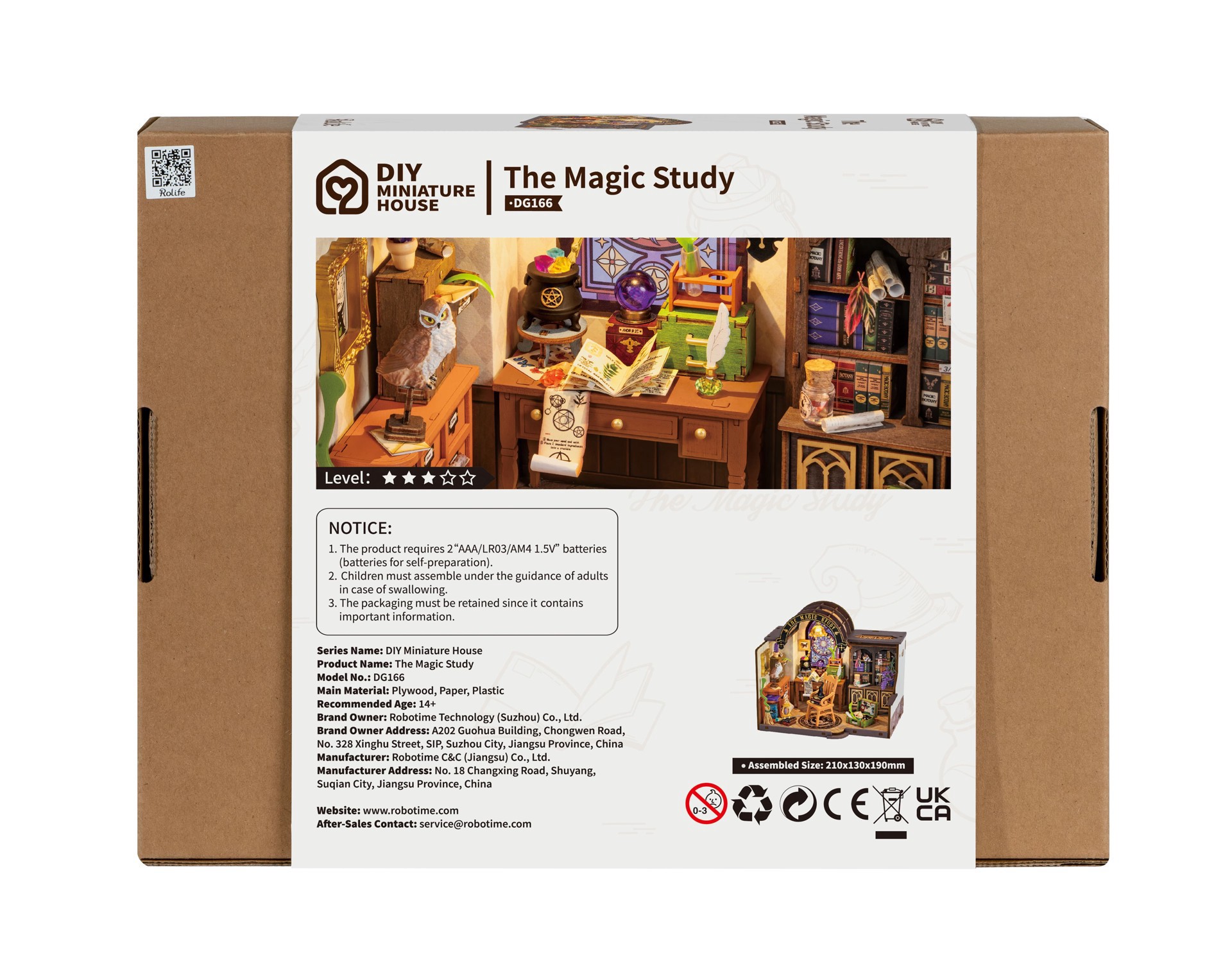 slide 2 of 8, Robotime Rolife The Magic Study Diy Miniature House Kit, 8.25 in x 5 in x 7.5 in