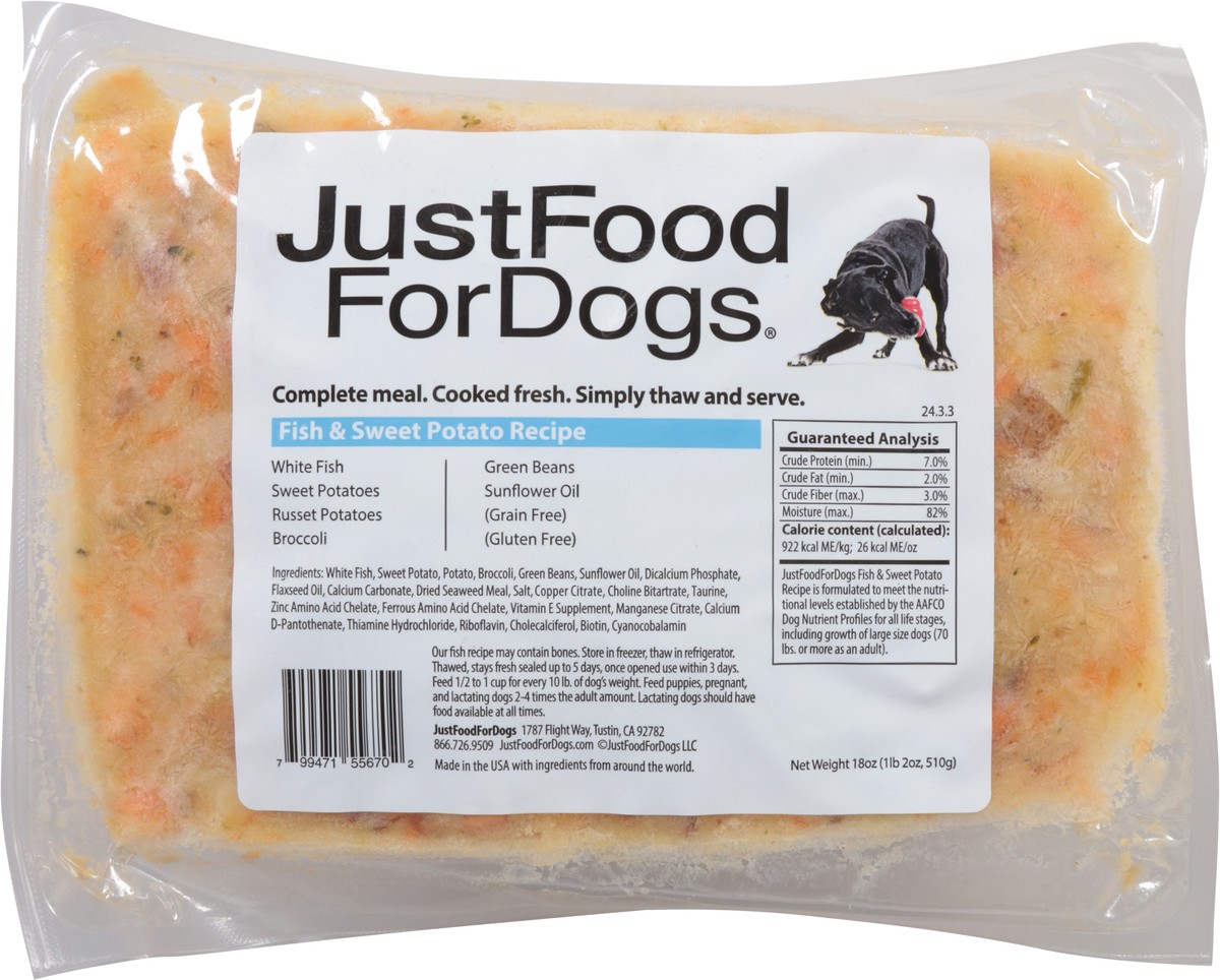 slide 10 of 16, JustFoodForDogs Daily Diets Fish & Sweet Potato Frozen Dog Food, 18 oz