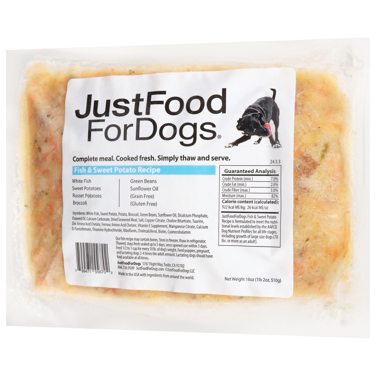 slide 14 of 16, JustFoodForDogs Daily Diets Fish & Sweet Potato Frozen Dog Food, 18 oz