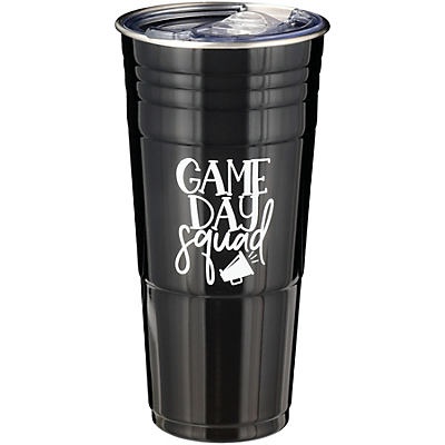 slide 1 of 1, All About U Game Day Squad Black Stainless Steel Party Cup, 33 oz