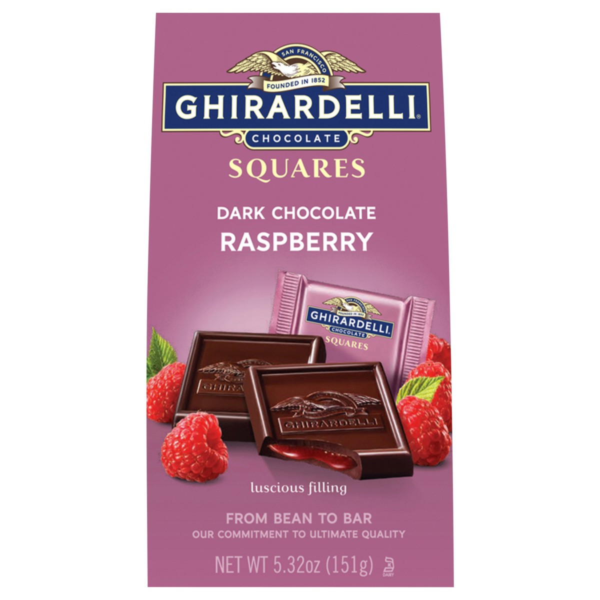 slide 1 of 17, GHIRARDELLI Dark Chocolate Raspberry Squares, 5.32 oz Bag, 5.32 oz