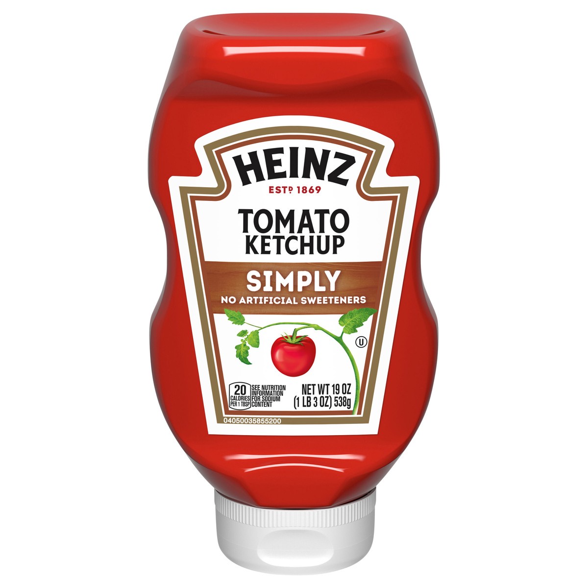 slide 1 of 5, Heinz Simply Tomato Ketchup with No Artificial Sweeteners, 19 oz Bottle, 19 oz