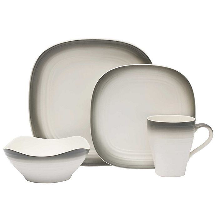 slide 1 of 2, Mikasa Swirl Ombre Square Dinnerware Set - Graphite, 16 ct