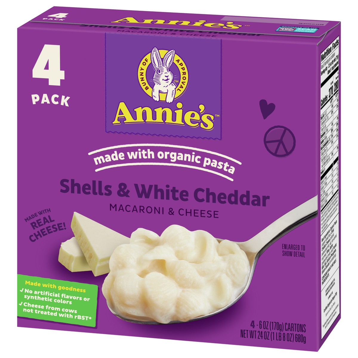 slide 6 of 9, Annie's Shells & White Cheddar Macaroni & Cheese, 4 ct