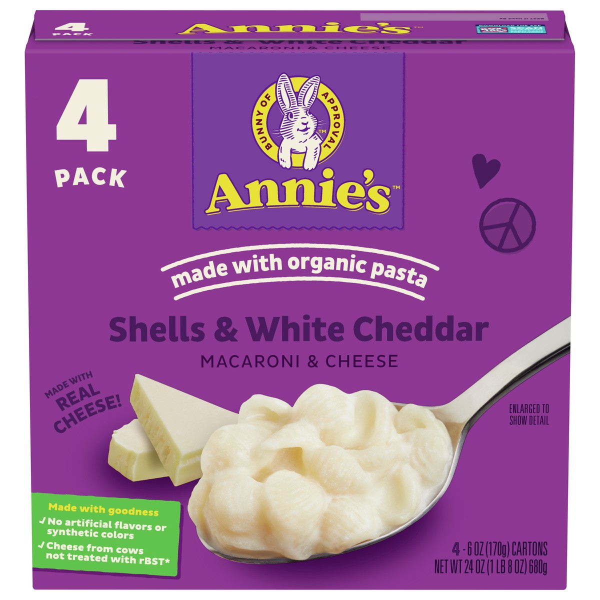 slide 1 of 9, Annie's Shells & White Cheddar Macaroni & Cheese, 4 ct