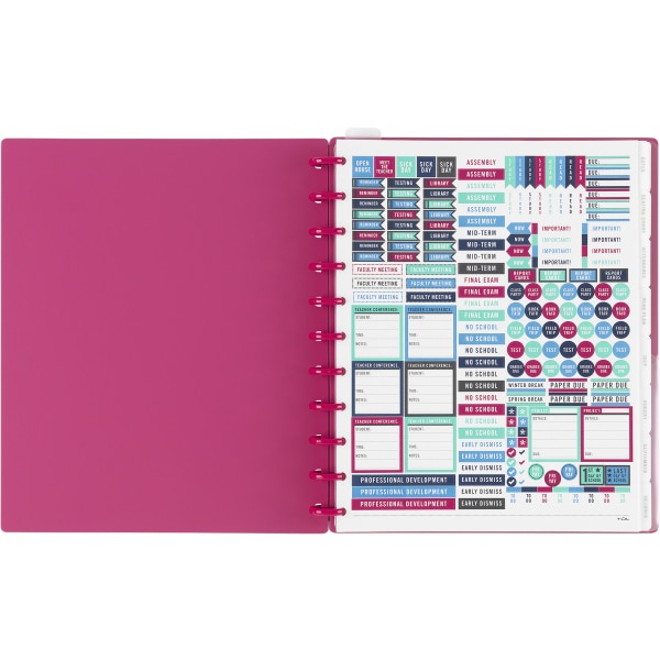 slide 2 of 4, TUL Discbound Monthly Teacher Planner, Letter Size, Pink, July 2021 To June 2022, 1 ct
