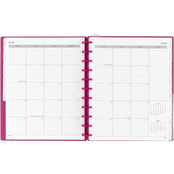 slide 3 of 4, TUL Discbound Monthly Teacher Planner, Letter Size, Pink, July 2021 To June 2022, 1 ct