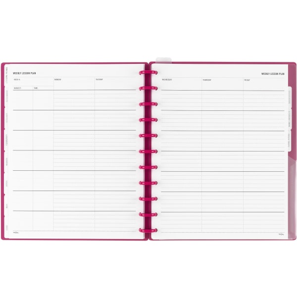 slide 4 of 4, TUL Discbound Monthly Teacher Planner, Letter Size, Pink, July 2021 To June 2022, 1 ct
