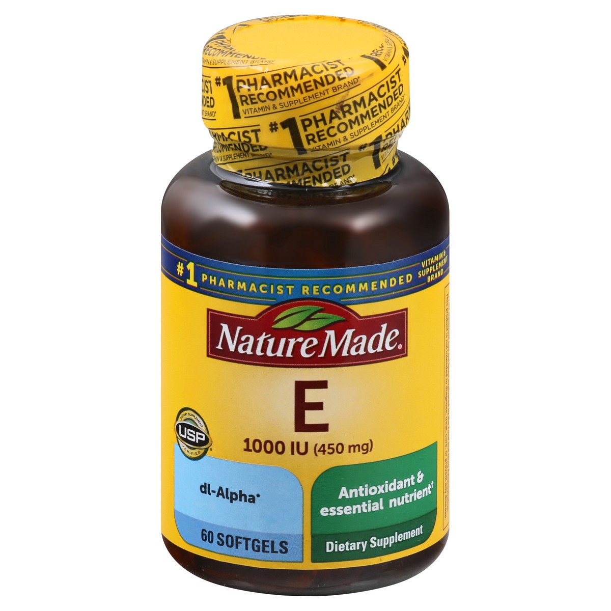 slide 12 of 12, Nature Made Vitamin E 450 mg (1000 IU) dl-Alpha, Dietary Supplement for Antioxidant Support, 60 Softgels, 60 Day Supply, 60 ct