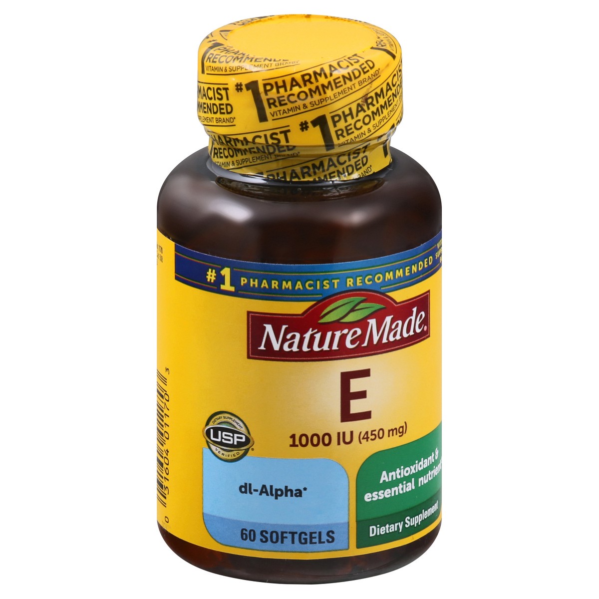 slide 6 of 12, Nature Made Vitamin E 450 mg (1000 IU) dl-Alpha, Dietary Supplement for Antioxidant Support, 60 Softgels, 60 Day Supply, 60 ct