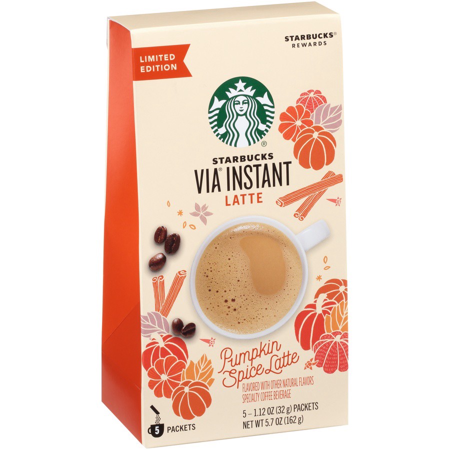 slide 8 of 8, Starbucks VIA Instant Flavored Coffee Packets—Pumpkin Spice Latte—Fall Limited Edition—100% Arabica—1 box (5 packets), 5.7 oz