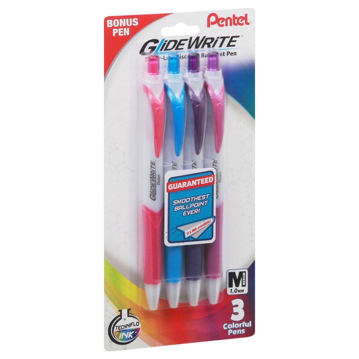 slide 10 of 10, Pentel Glide Write Assorted, 3 ct