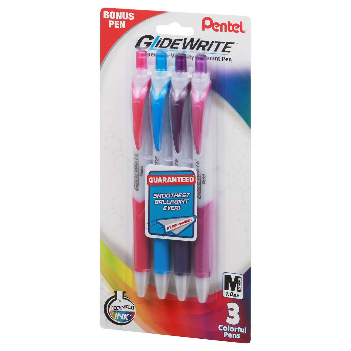 slide 5 of 10, Pentel Glide Write Assorted, 3 ct