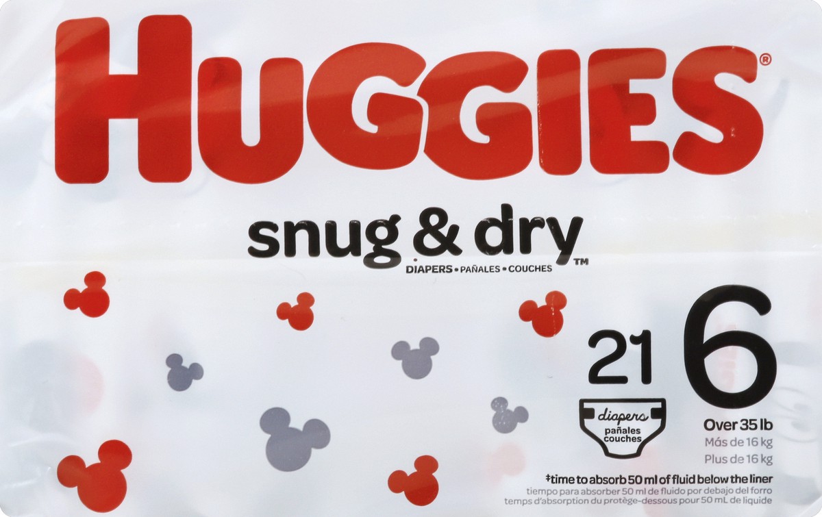 slide 4 of 6, Huggies Snug & Dry Pack Diapers Size 6, 21 ct