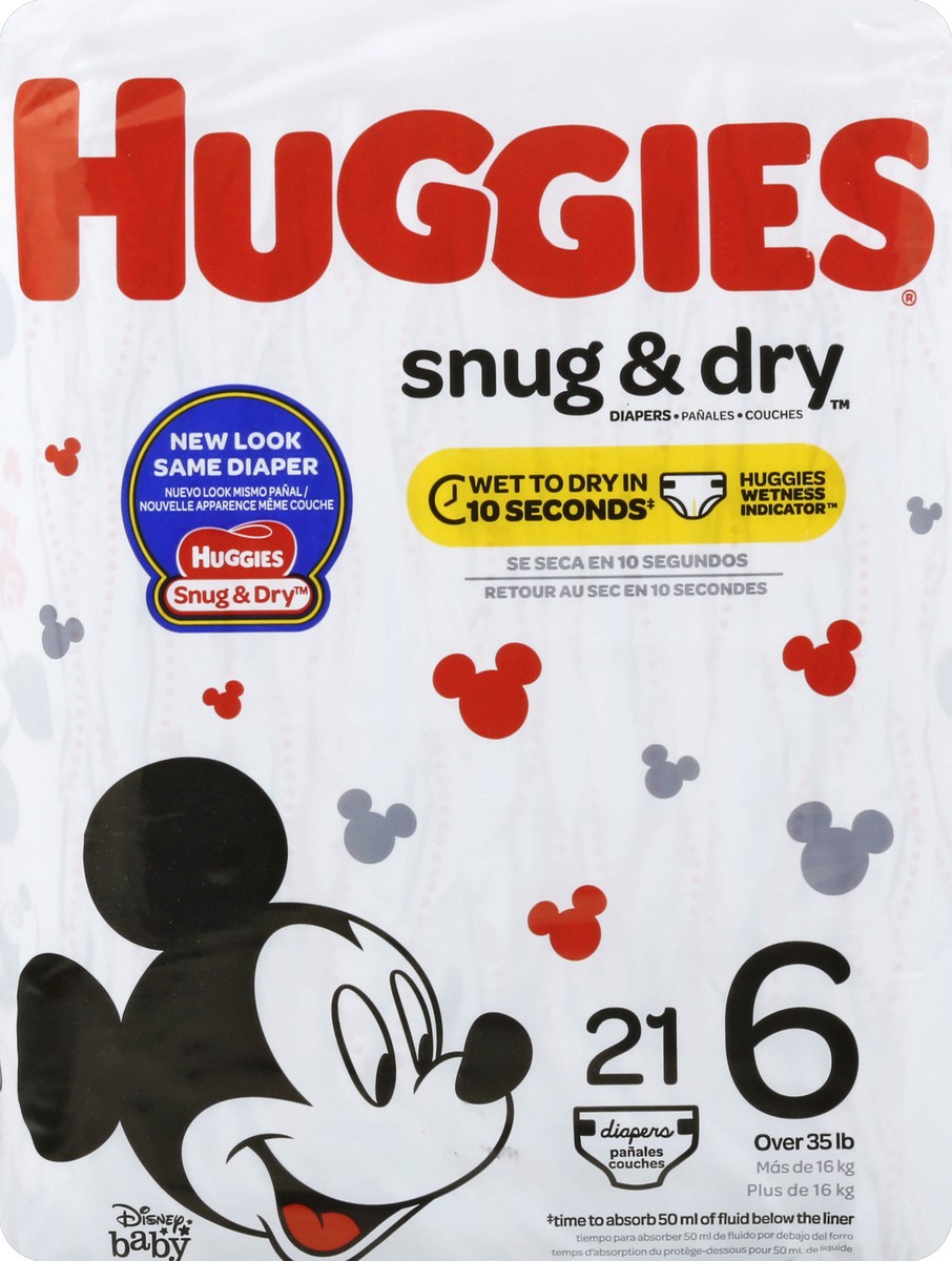 slide 6 of 6, Huggies Snug & Dry Pack Diapers Size 6, 21 ct