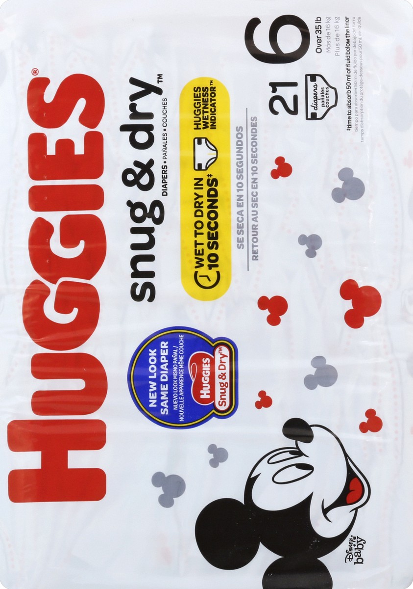 slide 2 of 6, Huggies Snug & Dry Pack Diapers Size 6, 21 ct