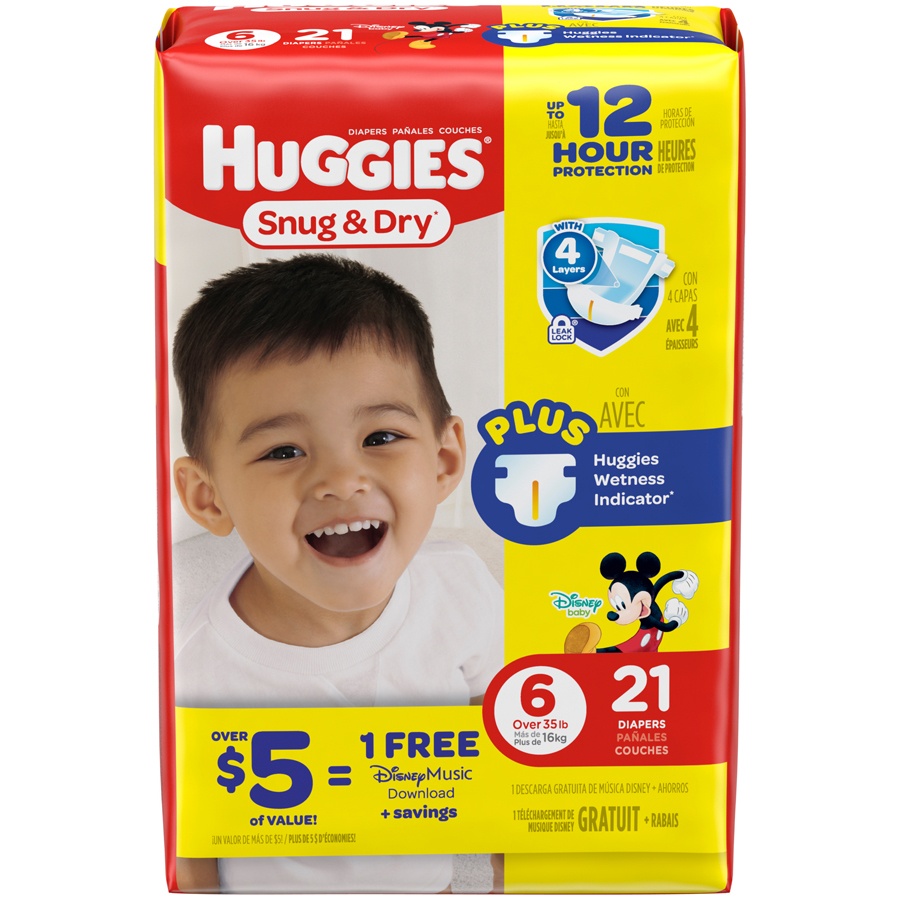 slide 1 of 6, Huggies Snug & Dry Pack Diapers Size 6, 21 ct