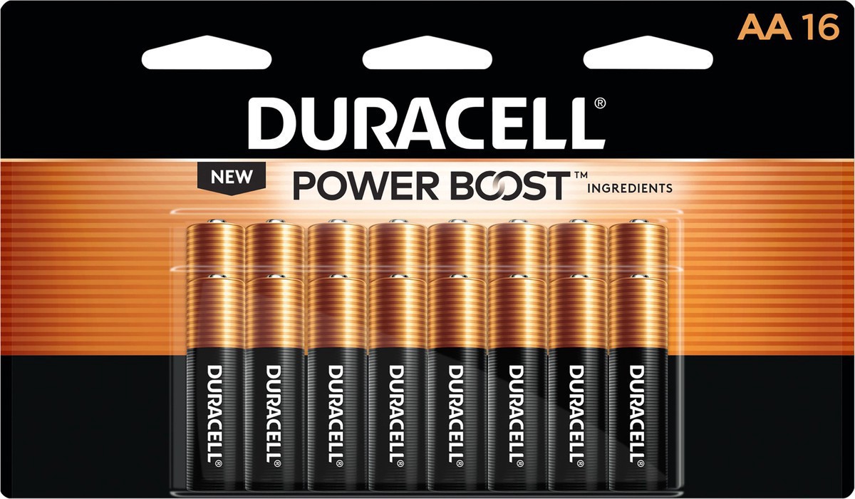 slide 3 of 6, Duracell Coppertop all-purpose alkaline batteries are not only dependable, they’re also long-lasting. Take comfort in a 10-year guarantee in storage. They’re great for the devices you use every day. Duracell is the #1 trusted battery brand., 16 ct