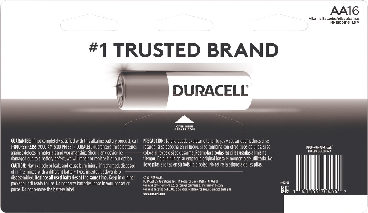 slide 6 of 7, Duracell Coppertop Aa Alkaline Batteries, 16.00 ct