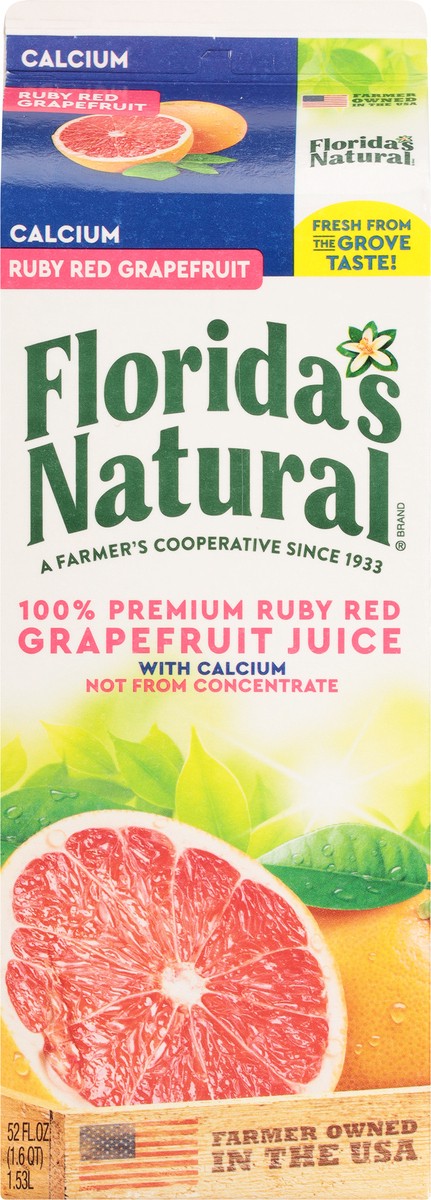 slide 5 of 9, Florida's Natural 100% Premium Ruby Red Grapefruit Juice with Calcium 52 fl oz, 52 fl oz