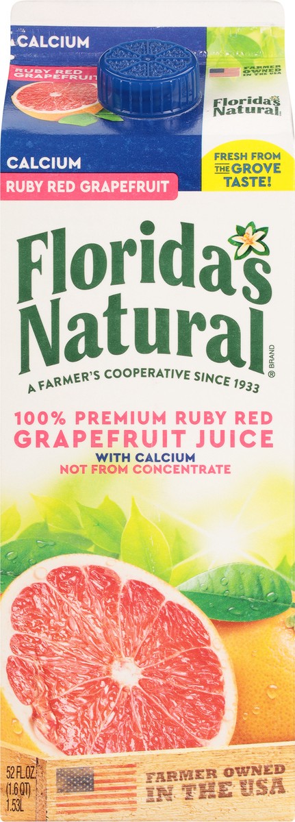 slide 6 of 9, Florida's Natural 100% Premium Ruby Red Grapefruit Juice with Calcium 52 fl oz, 52 fl oz