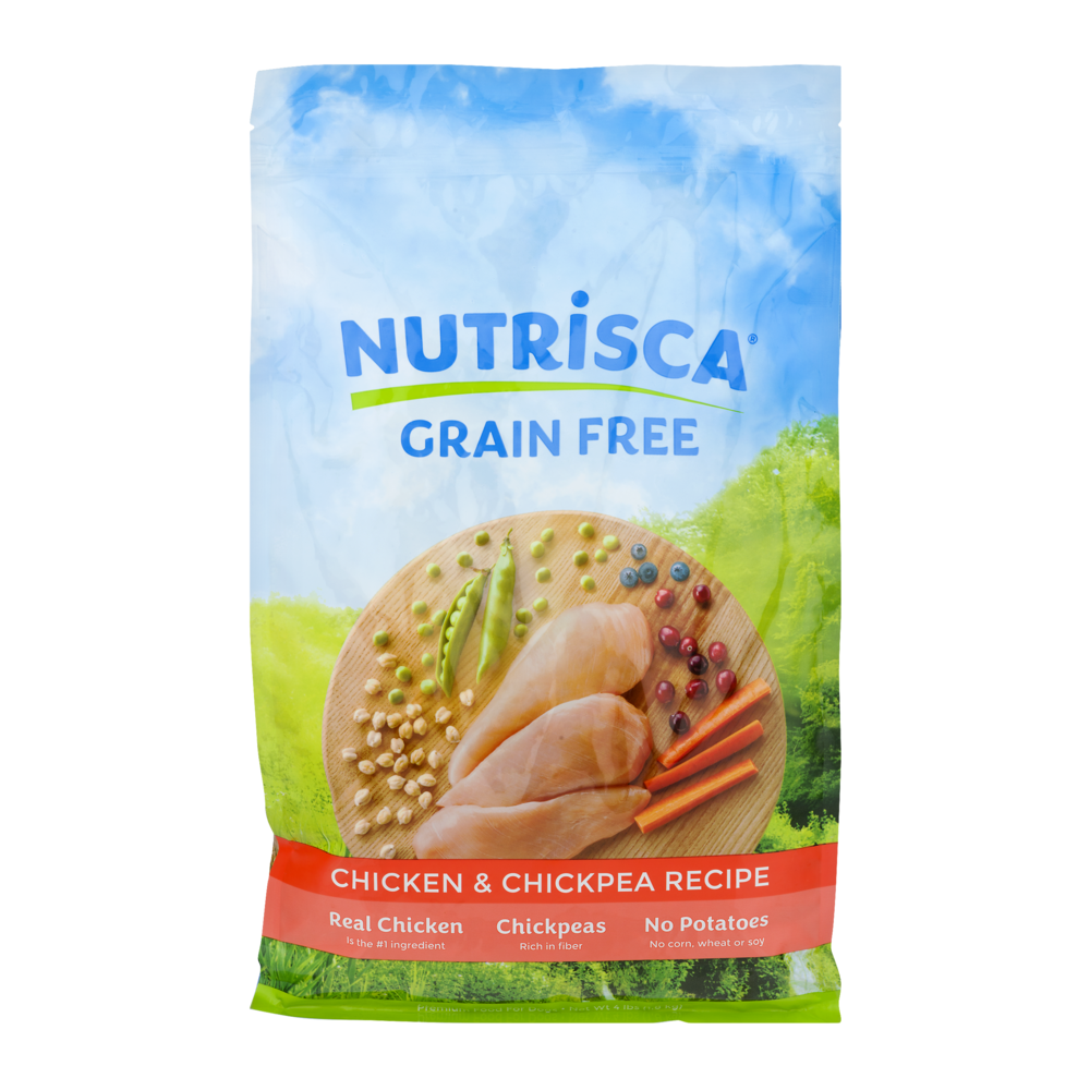 slide 1 of 6, Nutrisca Dog Food Premium Grain Free Chicken & Chickpea Recipe Bag, 4 lb