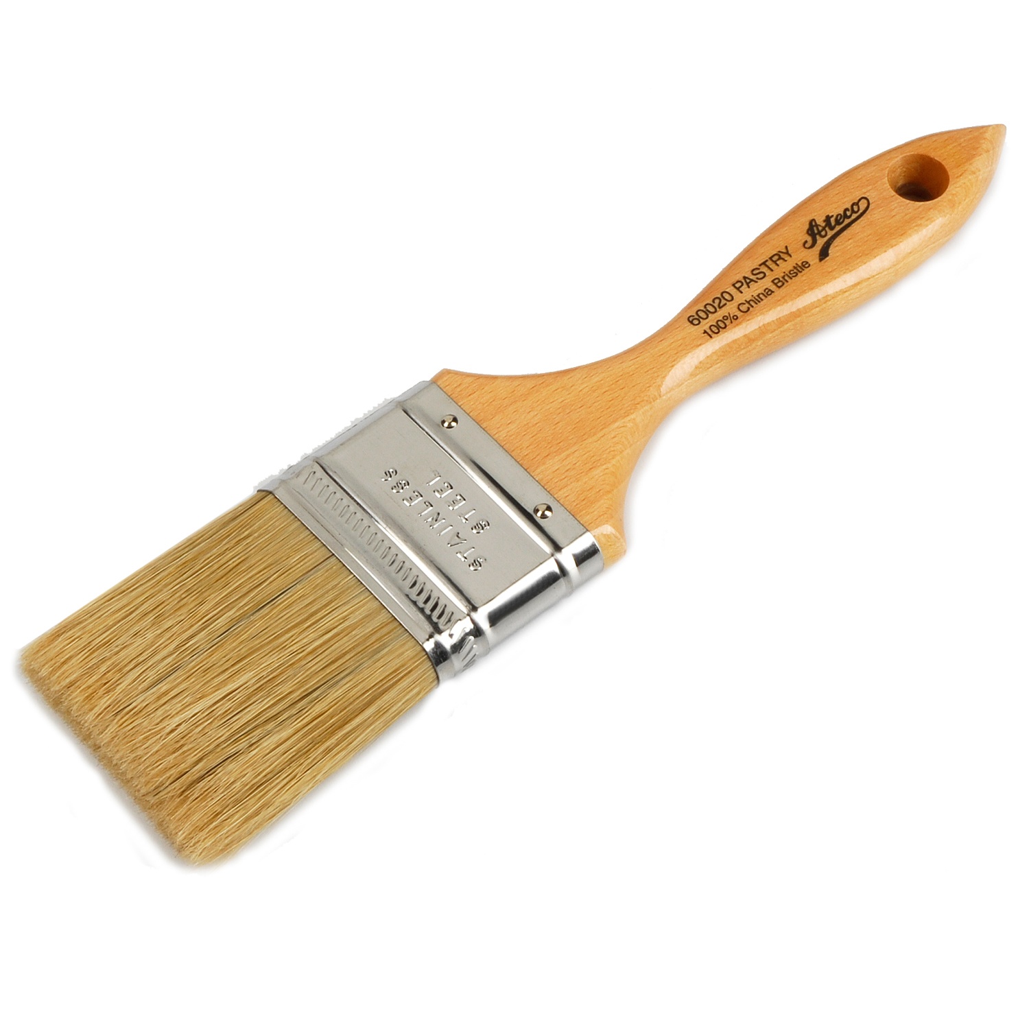 slide 1 of 1, Ateco Natural Boar Bristle Flat Pastry Brush, 2 in