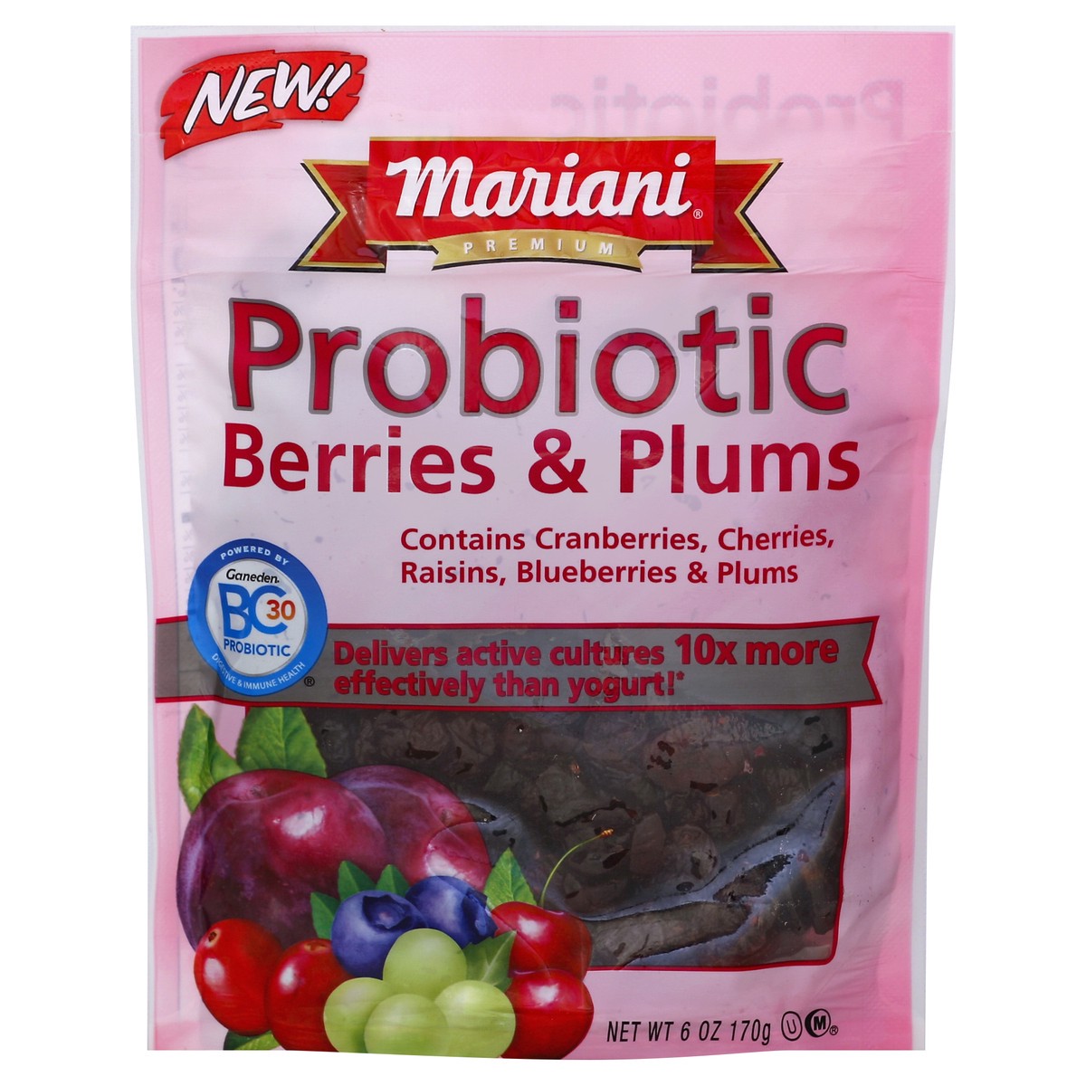 slide 2 of 3, Mariani Probiotic Berries & Plums, 6 oz