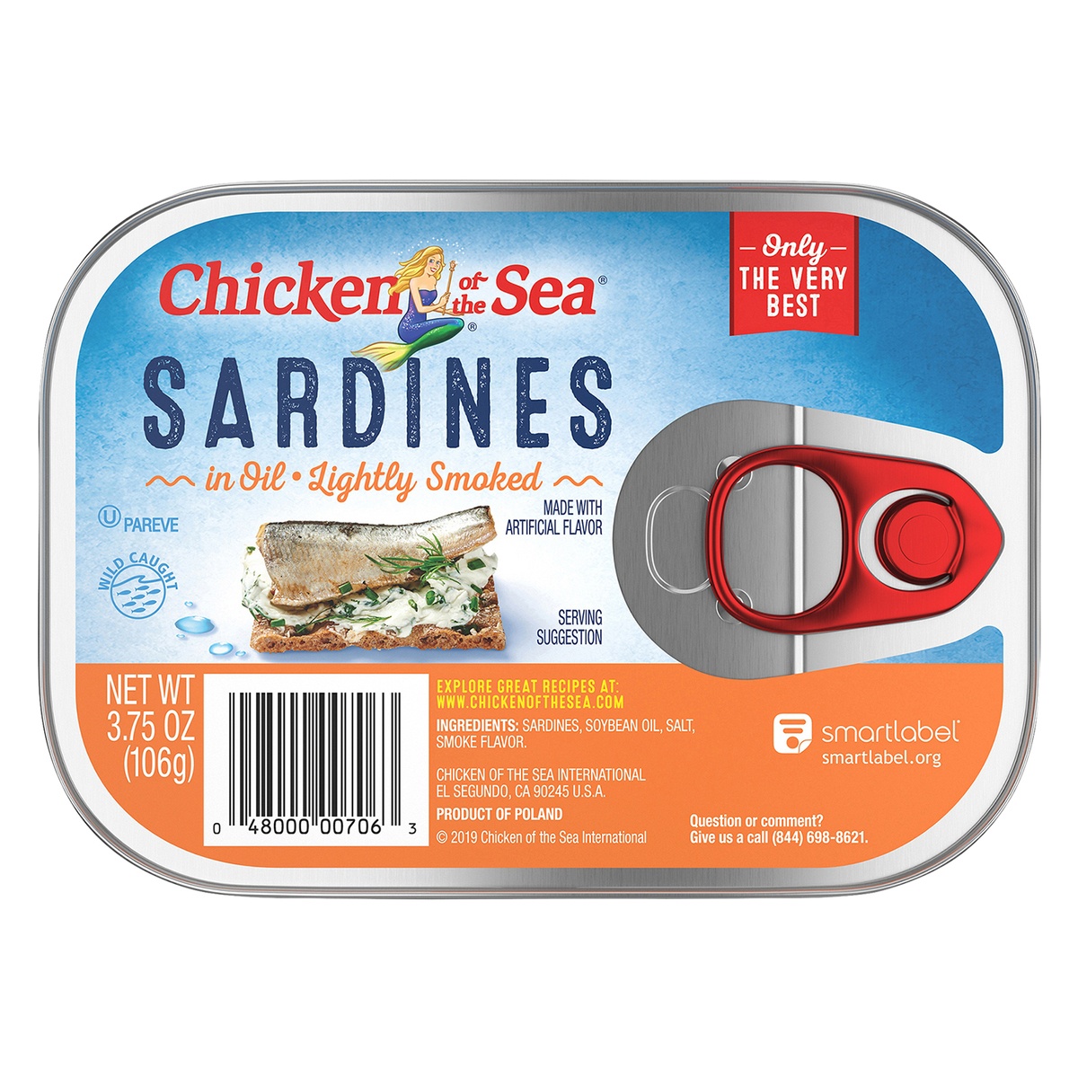 slide 1 of 1, Chicken of the Sea Wild-Caught Sardines in Oil Lightly Smoked 3.75 oz, 