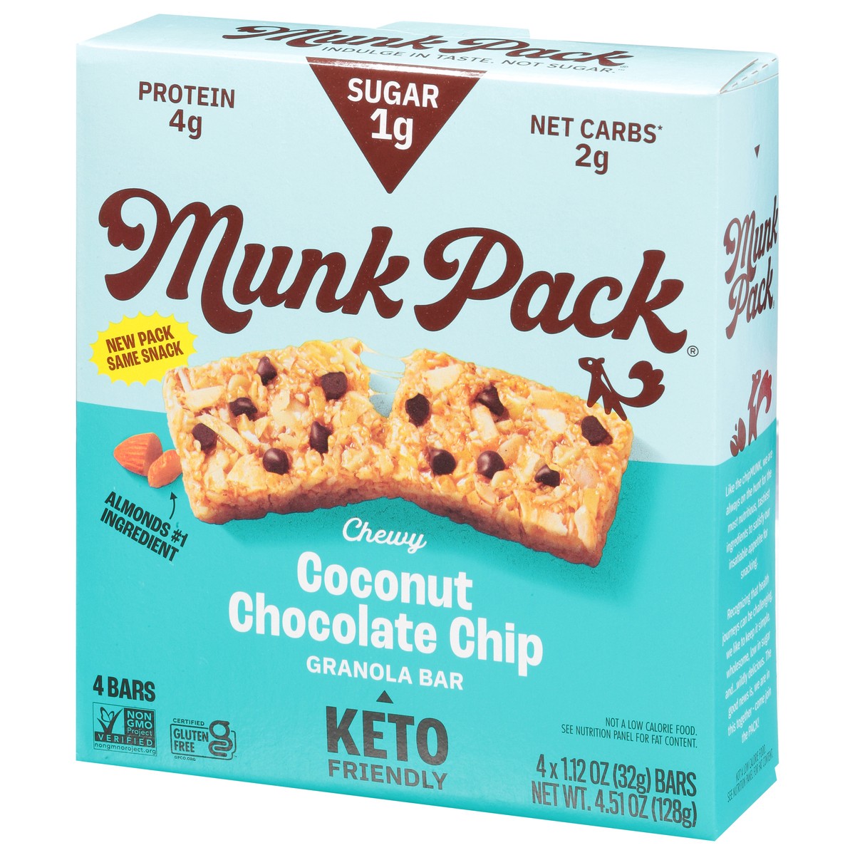 slide 3 of 13, Munk Pack Chewy Coconut Chocolate Chip Granola Bar 4 - 1.12 oz Bars, 4 ct