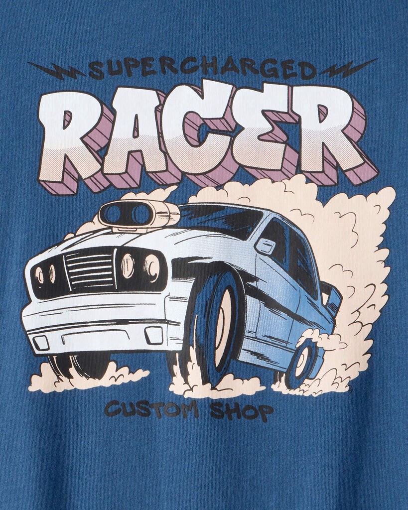 slide 2 of 2, Oshkosh Boys Race Car Long-Sleeve Graphic Tee - Blue Blue S, 1 ct