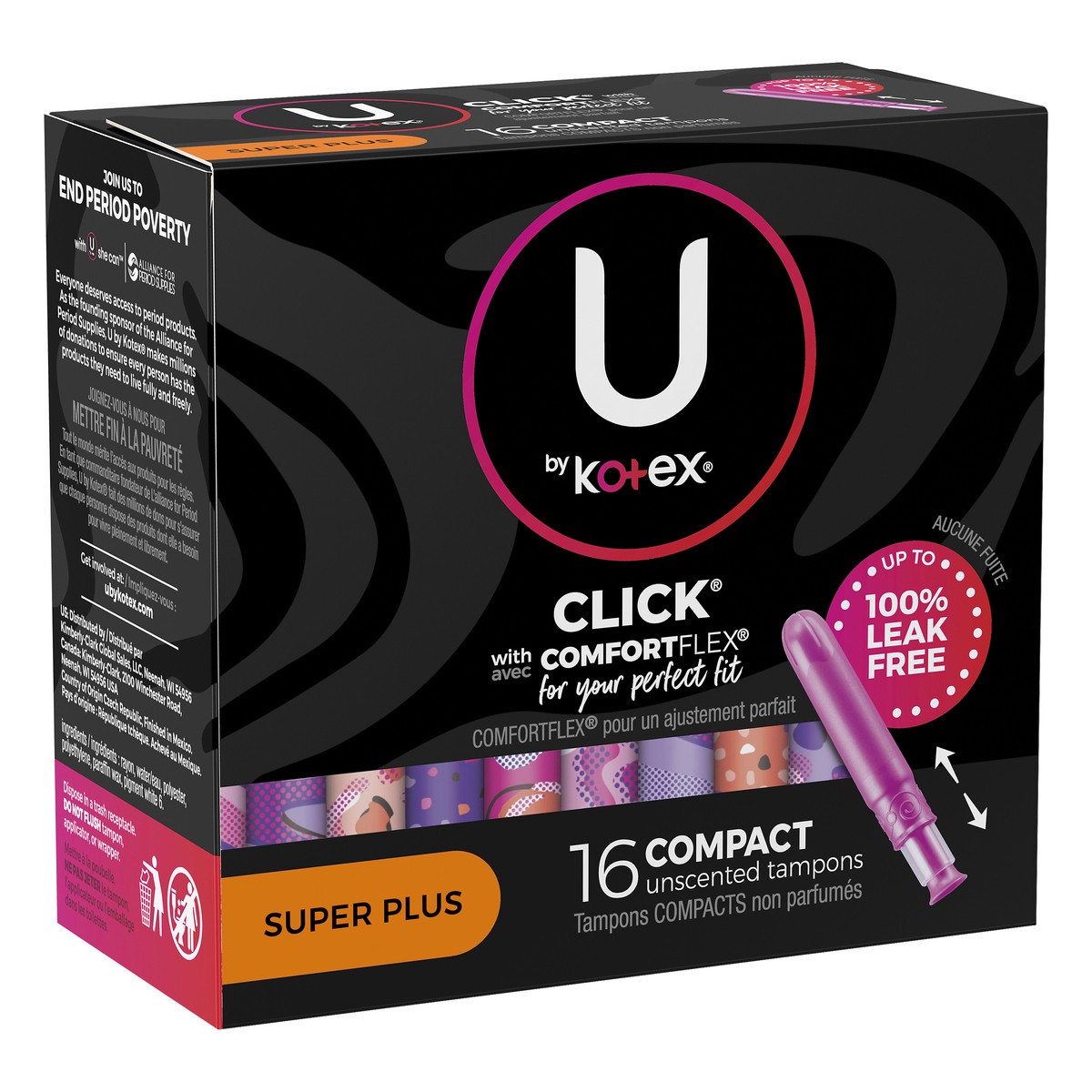 slide 2 of 9, U by Kotex Super Plus Click Compact Tampons, 16 ct