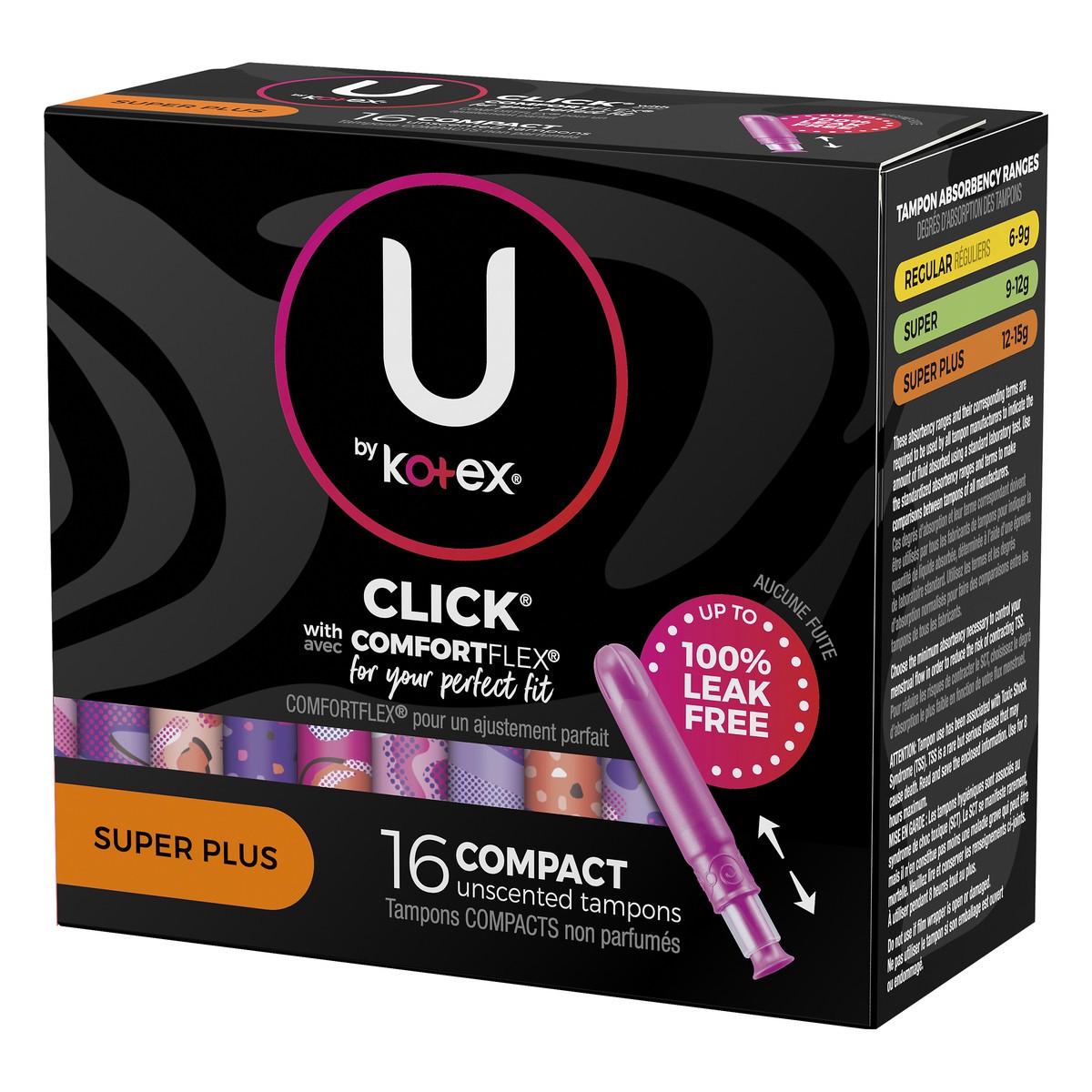 slide 6 of 9, U by Kotex Super Plus Click Compact Tampons, 16 ct